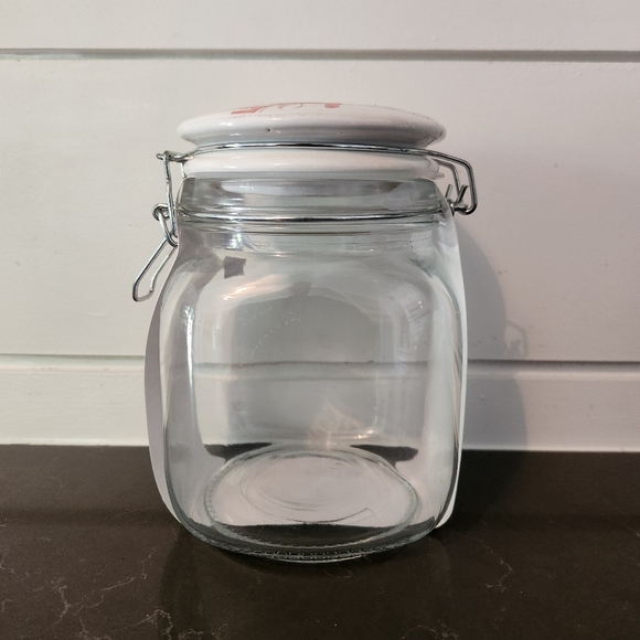 Sara Fitz Ceramic Swing Top Glass Canister with Lobster Design - Picture 4 of 6